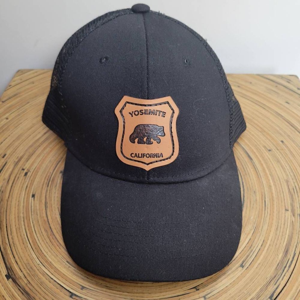 Yosemite California Bear Snapback Trucker Baseball Patch Hat Brown Adjustable